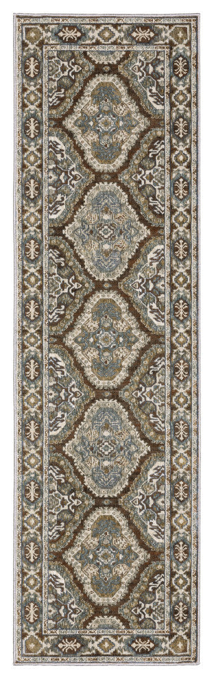 Emilia Traditional Panel Medallion Rust/ Blue Area Rug Runner 2'3" x 7'6"
