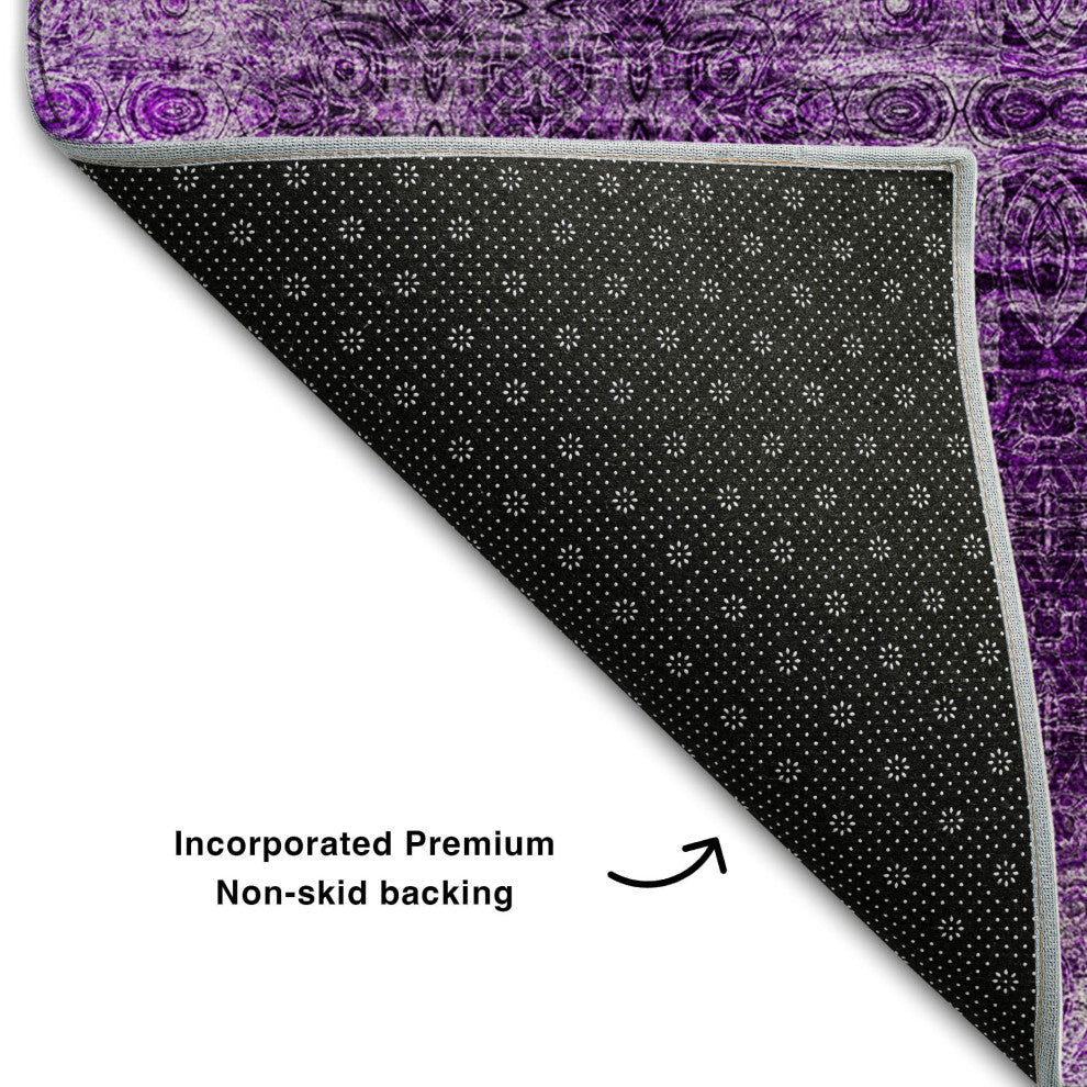 Premium Machine Washable Mayfield AMF557 Eggplant 3' x 5' Rug