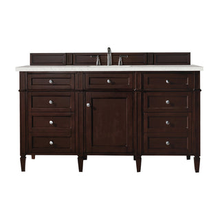 Brittany 60" Single Vanity, Burnished Mahogany, Lime Delight Quartz