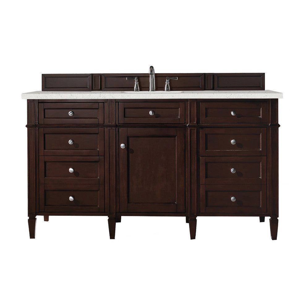 Brittany 60" Single Vanity, Burnished Mahogany, Lime Delight Quartz