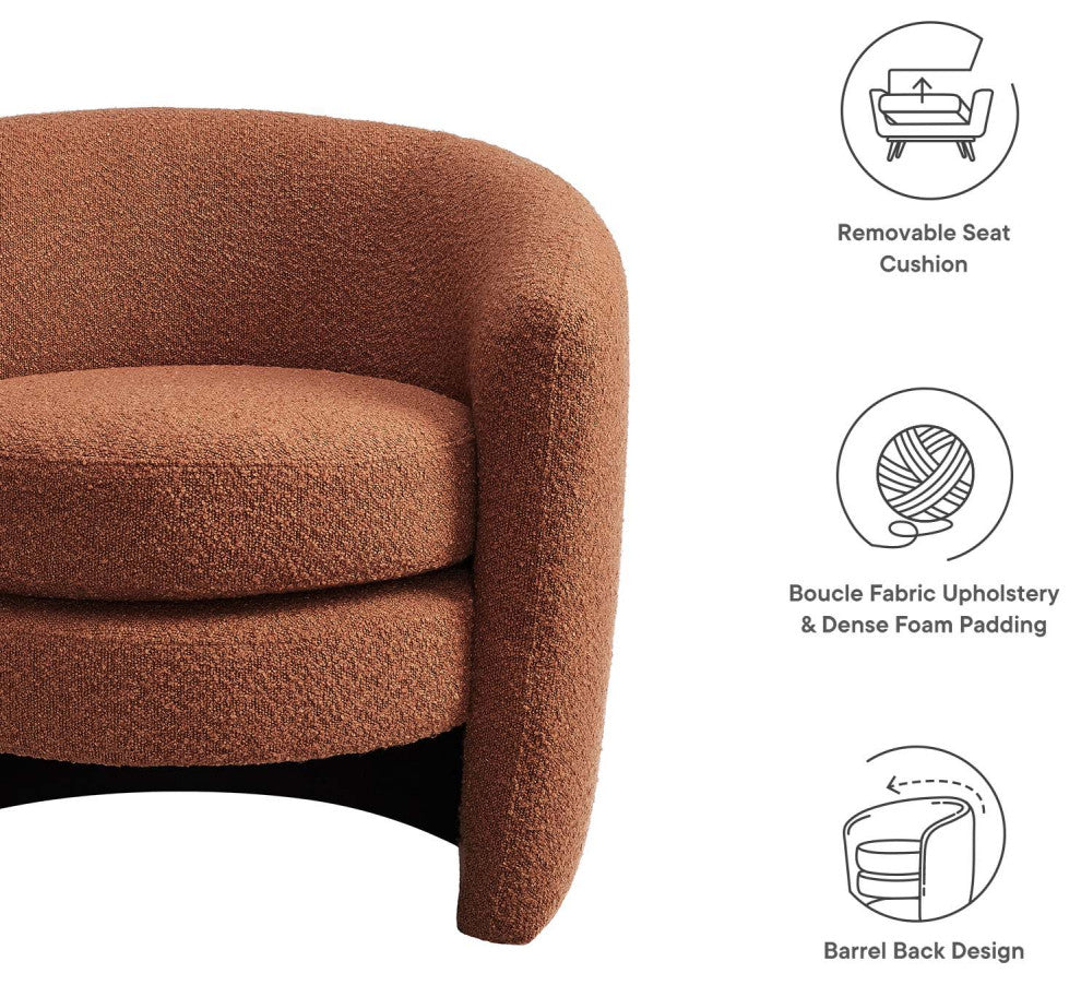 Affinity Upholstered Boucle Fabric Curved Back Armchair