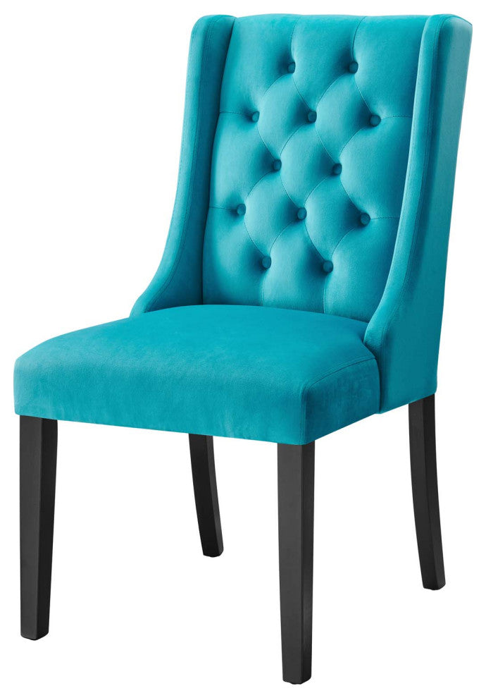 Side Dining Chair, Set of 2, Blue, Velvet, Modern, Cafe Bistro Hospitality