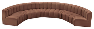 Arc Vegan Leather Upholstered 8-Pc. Inward Curved Modular Sectional, Cognac