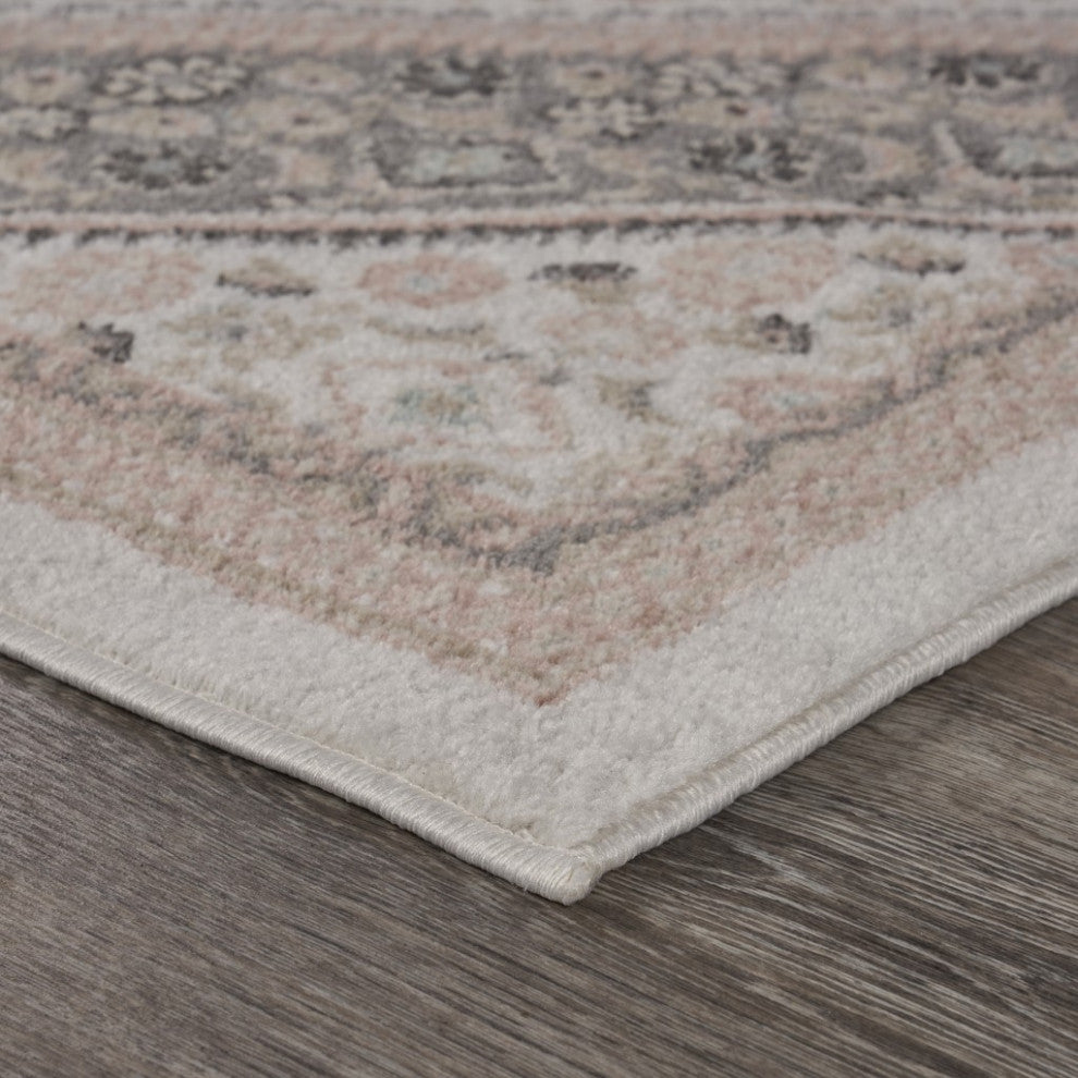 8" x 10" Gray and Blush Traditional Area Rug