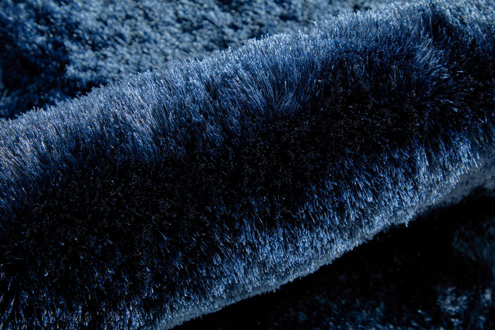 Weave & Wander Armada Plush Shag Rug, Dark Blue, 8'x8' Round