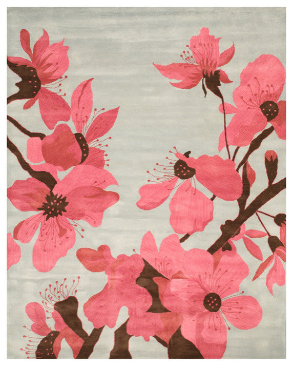 Blue Transitional Floral Jasmine Area Rug