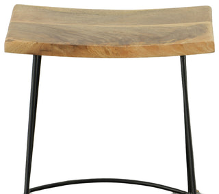 Reece Saddle Seat Counter Stool, Set of 2, Natural/Black
