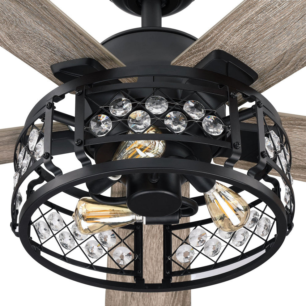 52-inch Modern Crystal Ceiling Fan With Remote