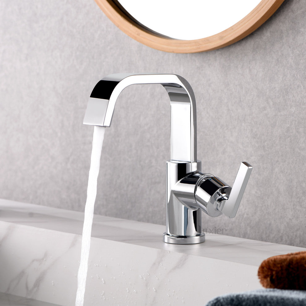 Luxier BSH14-S Single-Handle Bathroom Faucet with Drain, Chrome