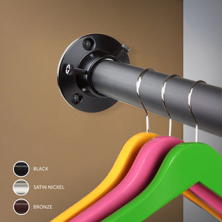1" Adjustabe Closet Rod and Socket Set, Black