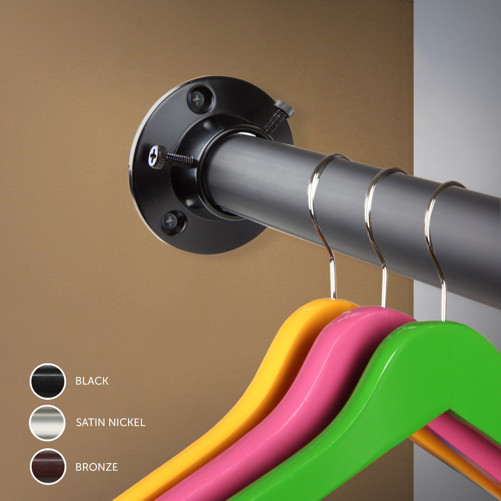 1" Adjustabe Closet Rod and Socket Set, Black