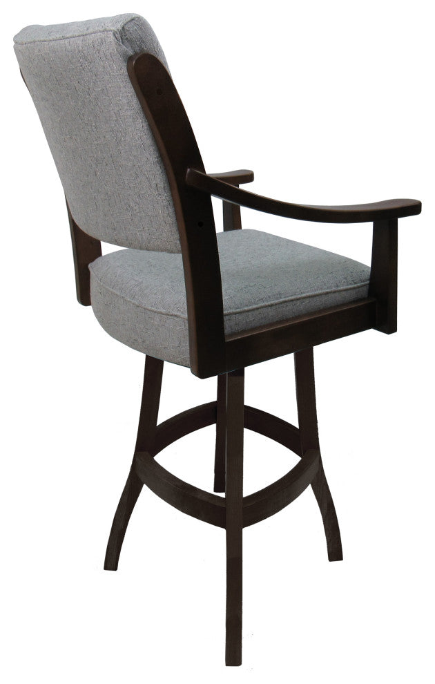 Swivel Counter Wood Bar Stool Casa on S-Base, Hemsath Slate, Brown Honey, 30"