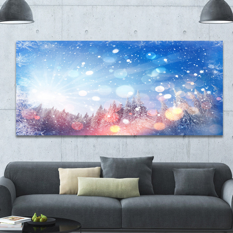 Winter Trees Snowbound, Landscape Canvas Art Print, 60"x28"