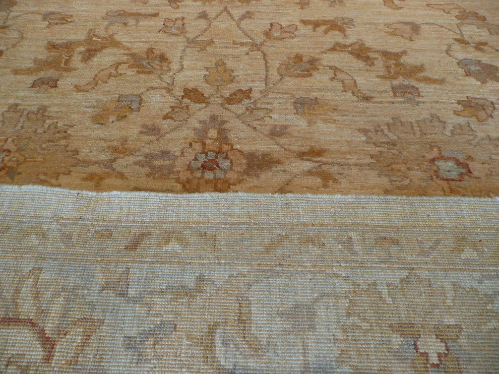 Hand-Knotted Beige and Sky Blue Oushak Design Oriental Rug, 6x9