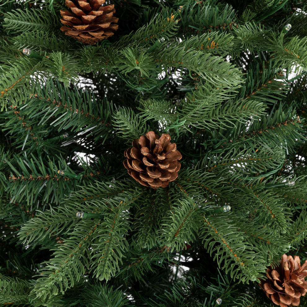 7' Pre-Lit Green Fir Artificial Christmas Tree With Lights