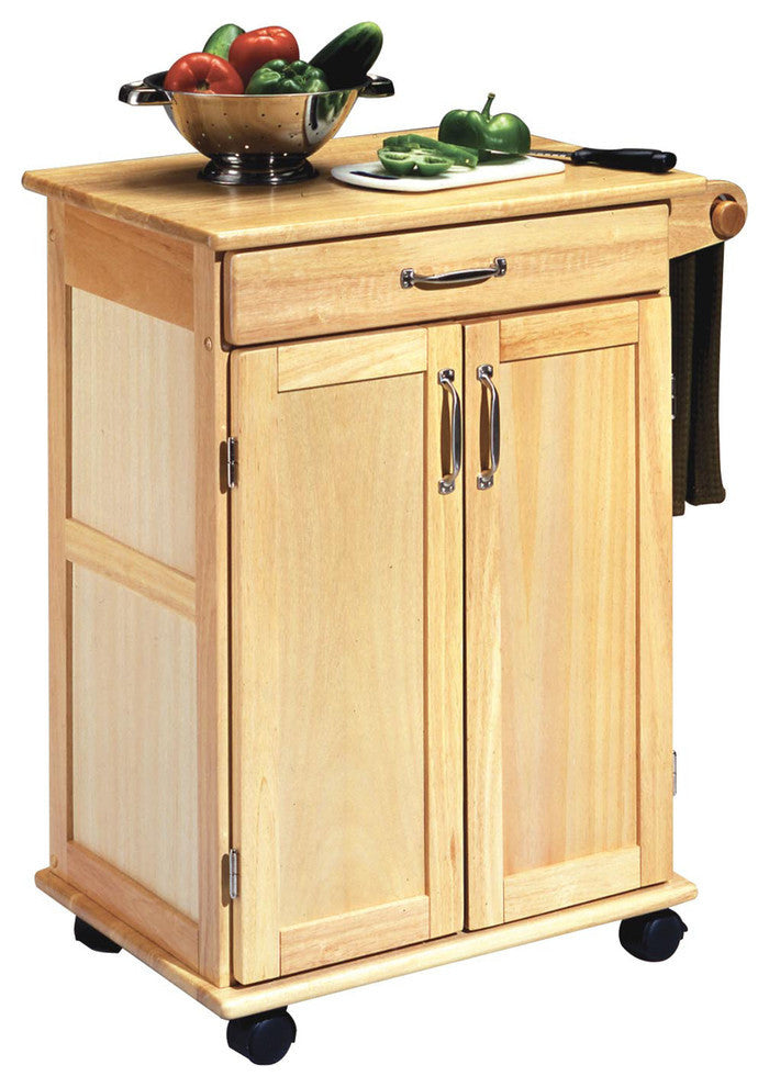 Homestyles General Line Wood Rolling Kitchen Cart in Brown