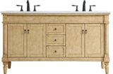 Traditional 60" Bathroom Vanity, Mdf