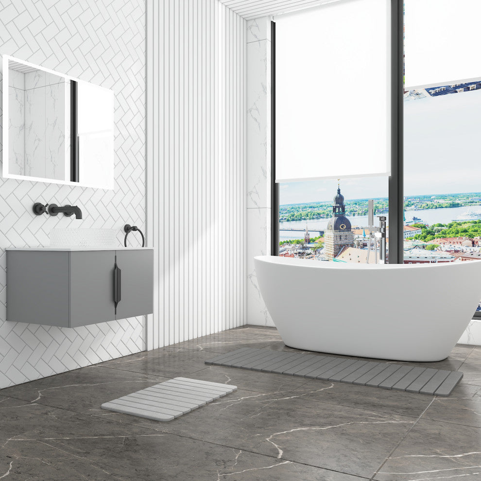 Diatomite Quick-Dry Stone Bath Mat Set, Gray, X-Large/Medium Mats
