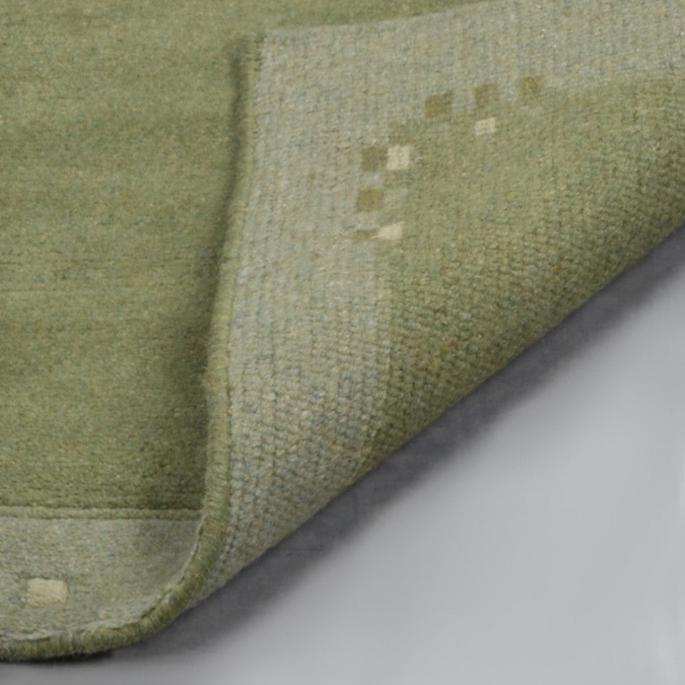 Hand Knotted Tibbati Wool Area Rug Contemporary Green