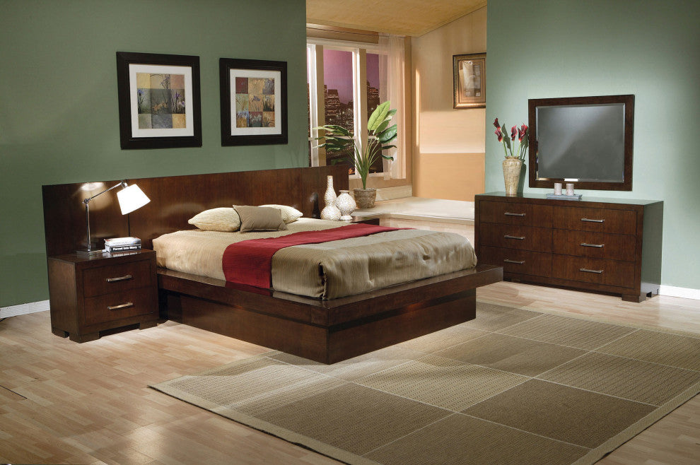 Wood Nightstand with 2 Drawers, Cappuccino