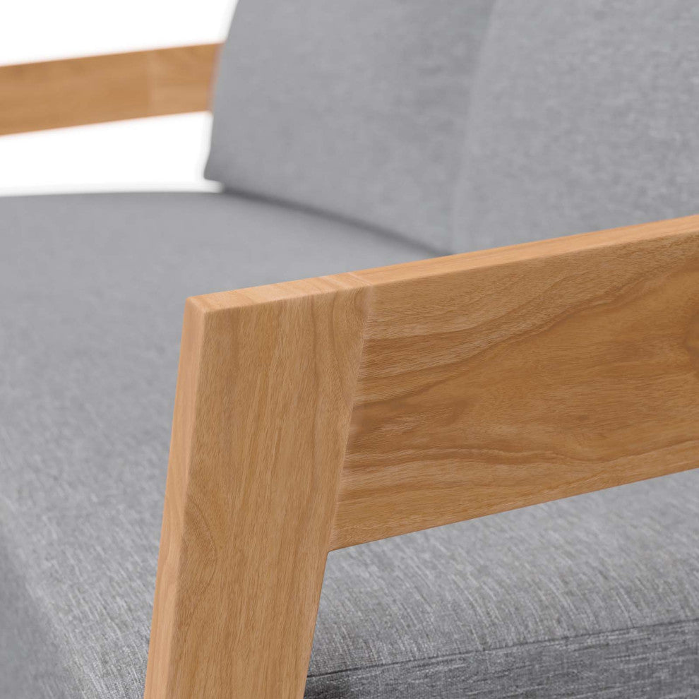 Lounge Loveseat Sofa, Gray Natural, Teak Wood, Modern, Outdoor Hospitality