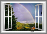 Bird Window Decal Robin Decor Rainbow Wall Sticker Nature Mural -AN2, 18"h