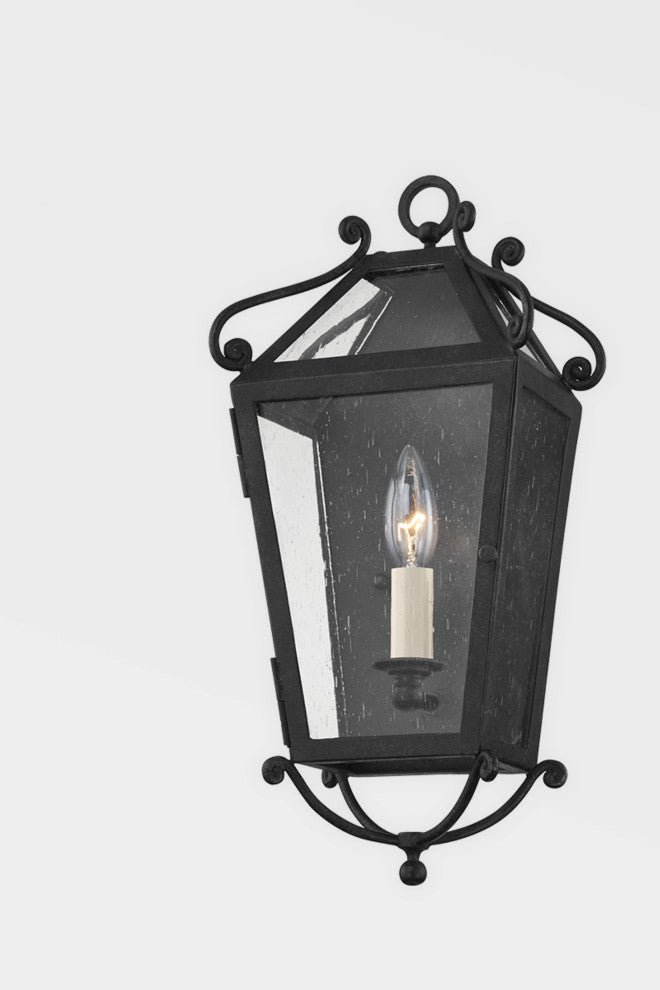 Santa Barbara County 1 Light Exterior Wall Sconce Small French Iron Frame