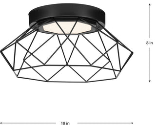 Geodesic LED Matte Black Modern Flush Mount Light