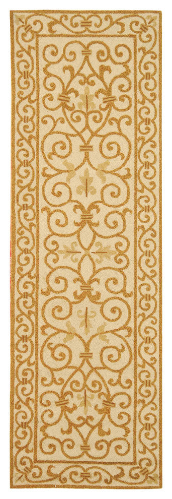 Safavieh Chelsea Hk11P Rug, Ivory/Gold, 2'6" X 12'0"