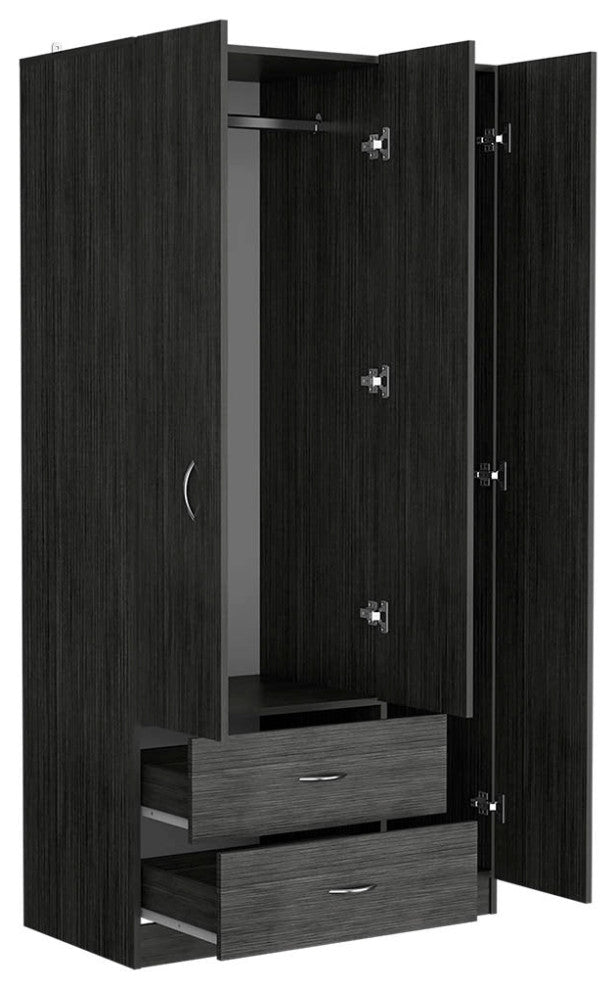 Three Door Armoire Clark, Bedroom, Smoky Oak / White