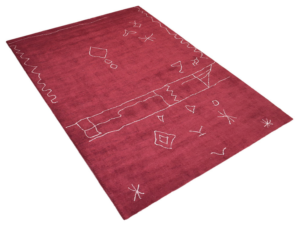 HAND KNOTTED LOOM SILK ECO-FRIENDLY RUGS-8'x10',Rectangle,Red White,Contemporary