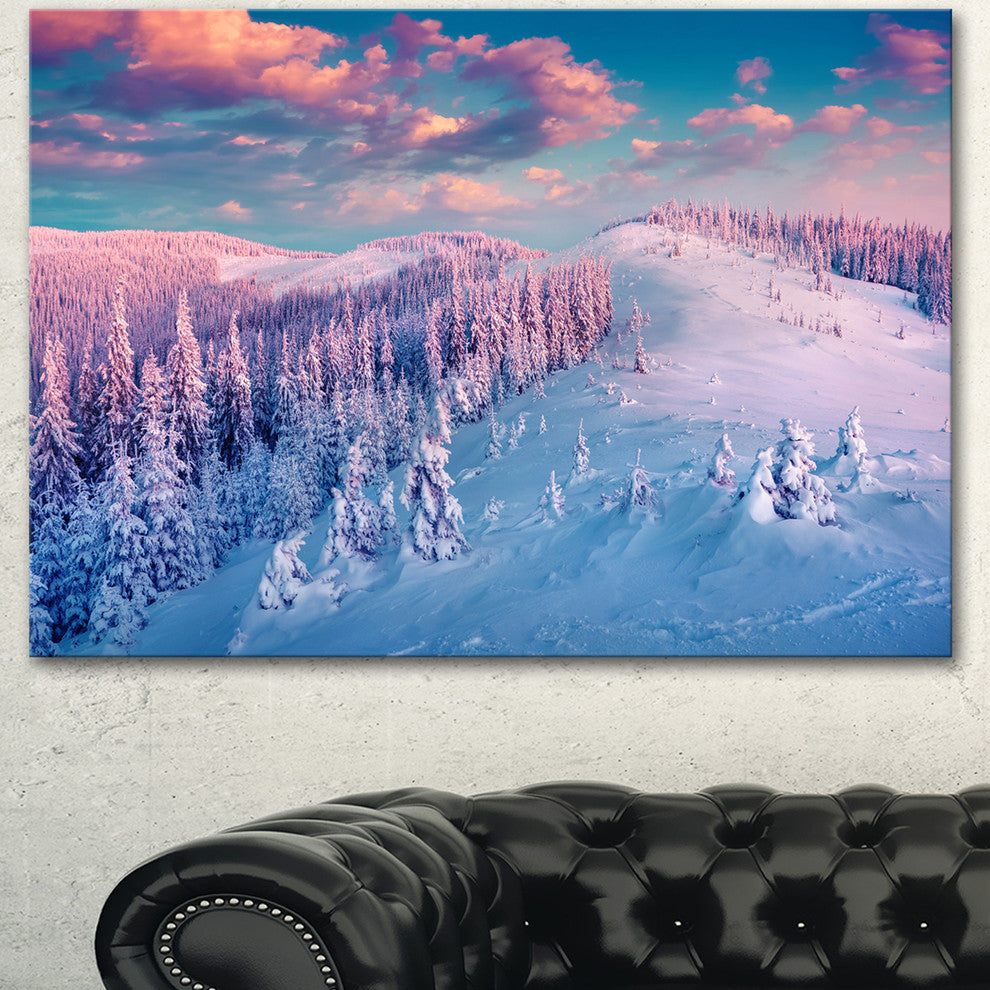 Fantastic Sunrise over the Carpathians, Landscape Canvas Art Print, 60"x28"