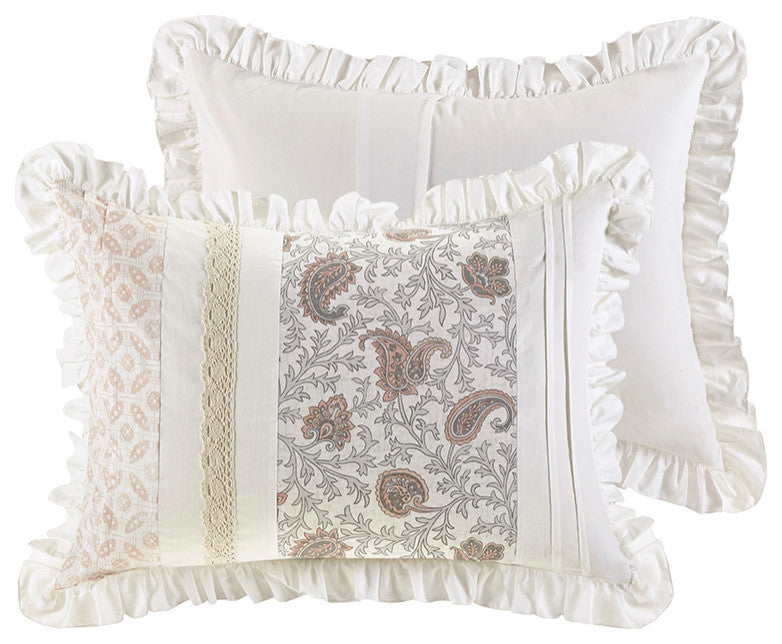 Madison Park Dawn 9 Piece Cotton Percale Comforter Set, Blush
