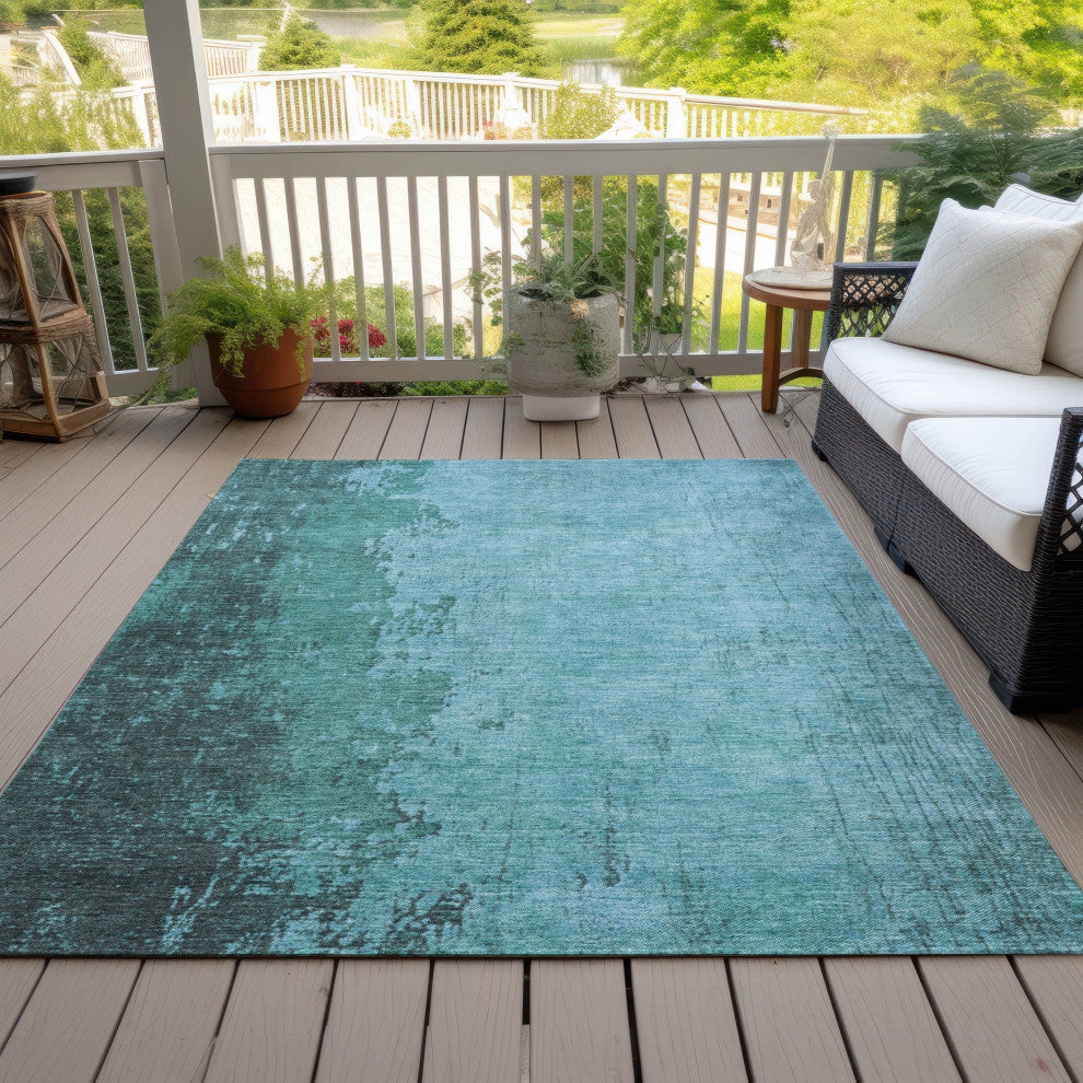 Machine Washable Indoor/Outdoor Chantille ACN1904 Teal 2'6" x 3'10" Rug