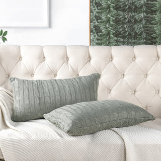 Cable Knit 2 Piece Lumbar Pillow Shell Set, Ghost Gray, 2 Piece, 14"x26"