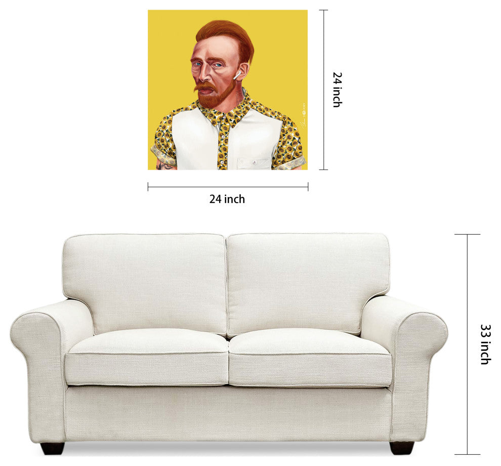 "Hip Vincent Van Gogh" Frameless Reverse Printed Tempered Art Glass Wall Art