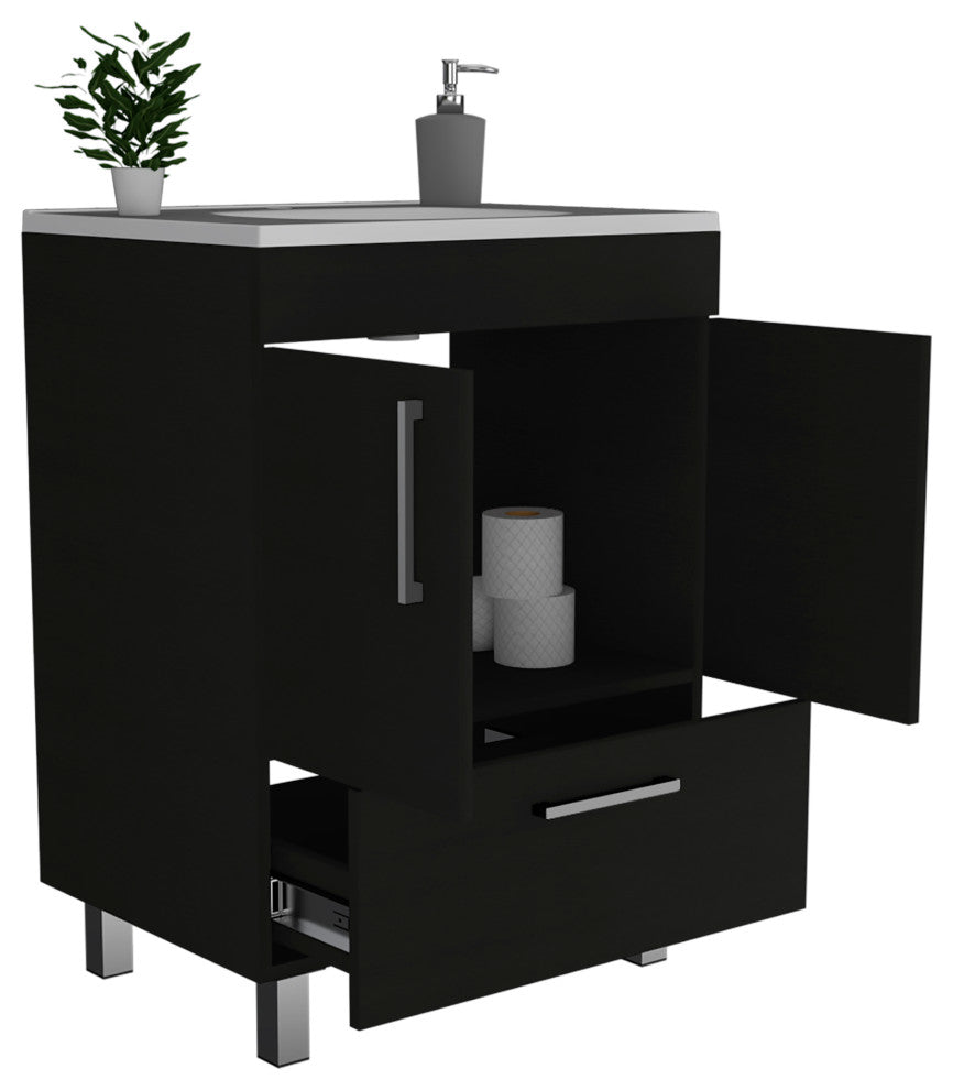 Essential Single Bathroom Vanity, Black Wengue