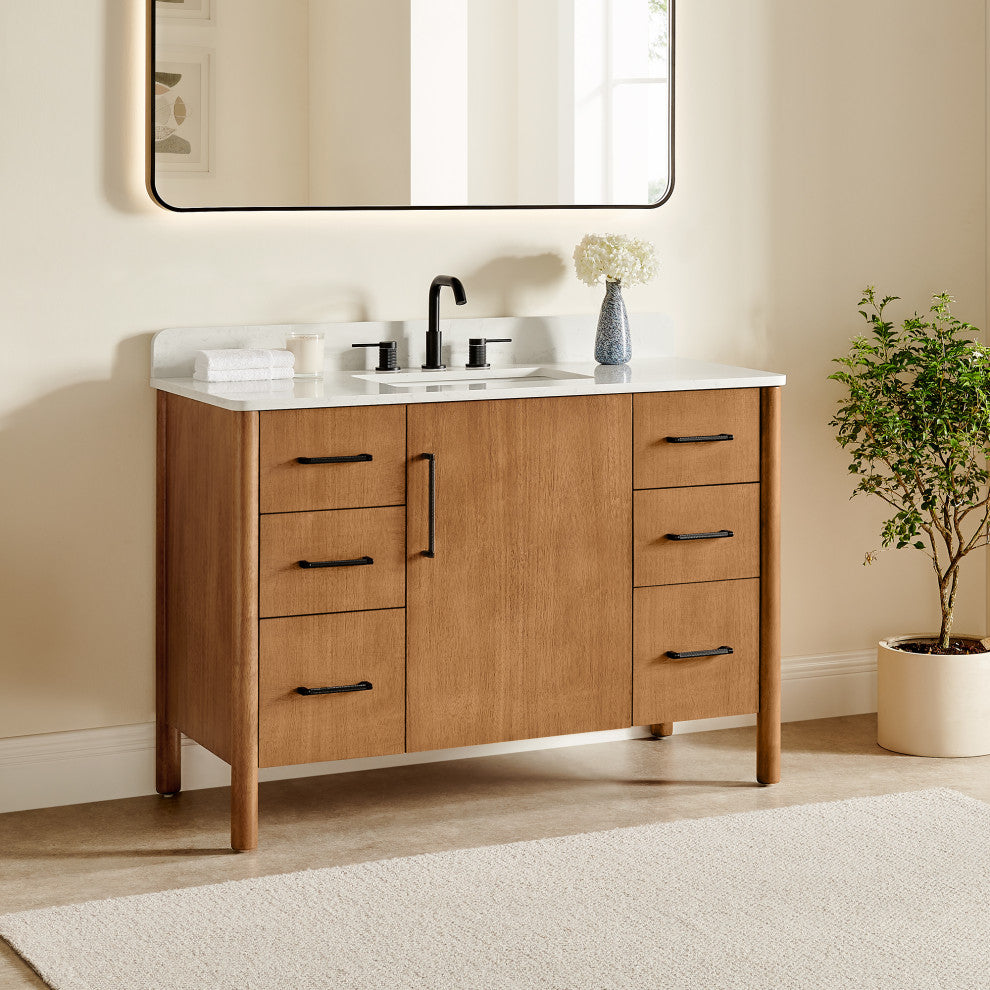 Velora Bathroom Vanity, Mango Brown, 48", No Mirror