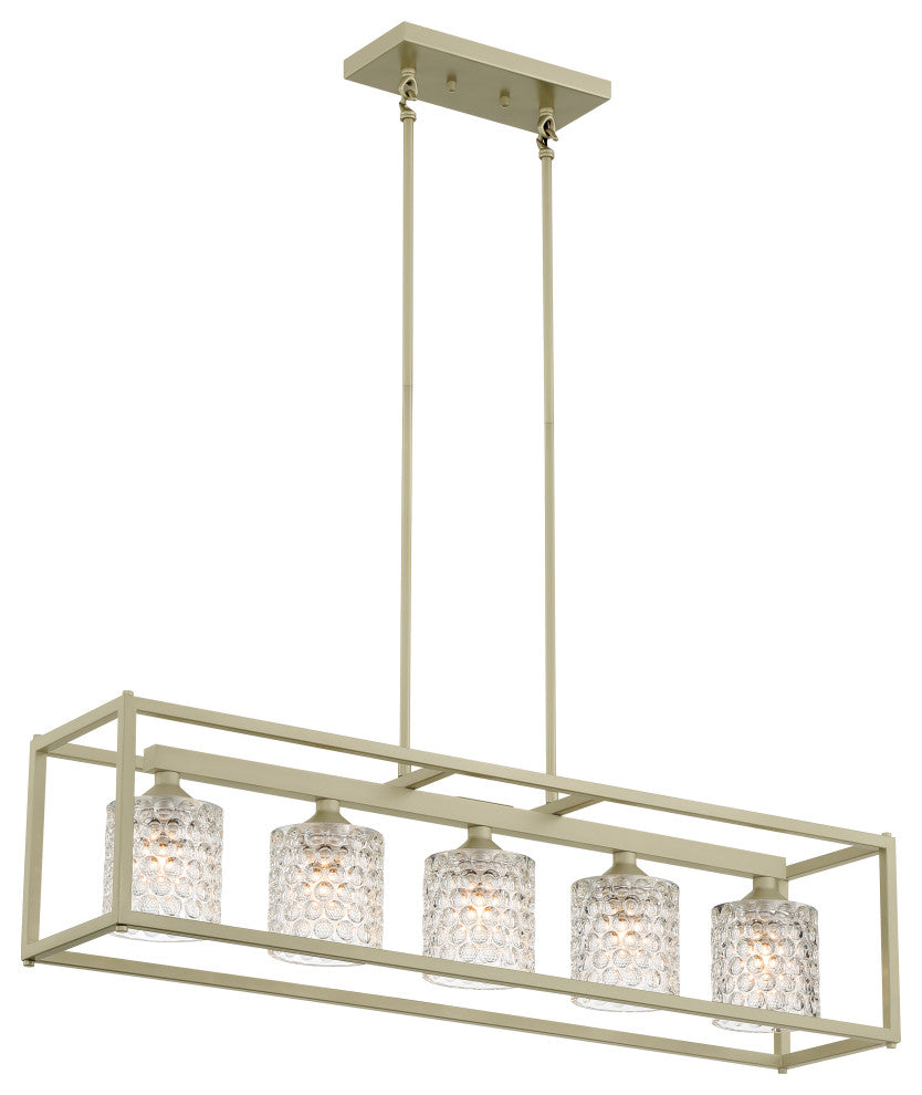 Elegant Cut Crystal Glass 5-Light Linear Pendant