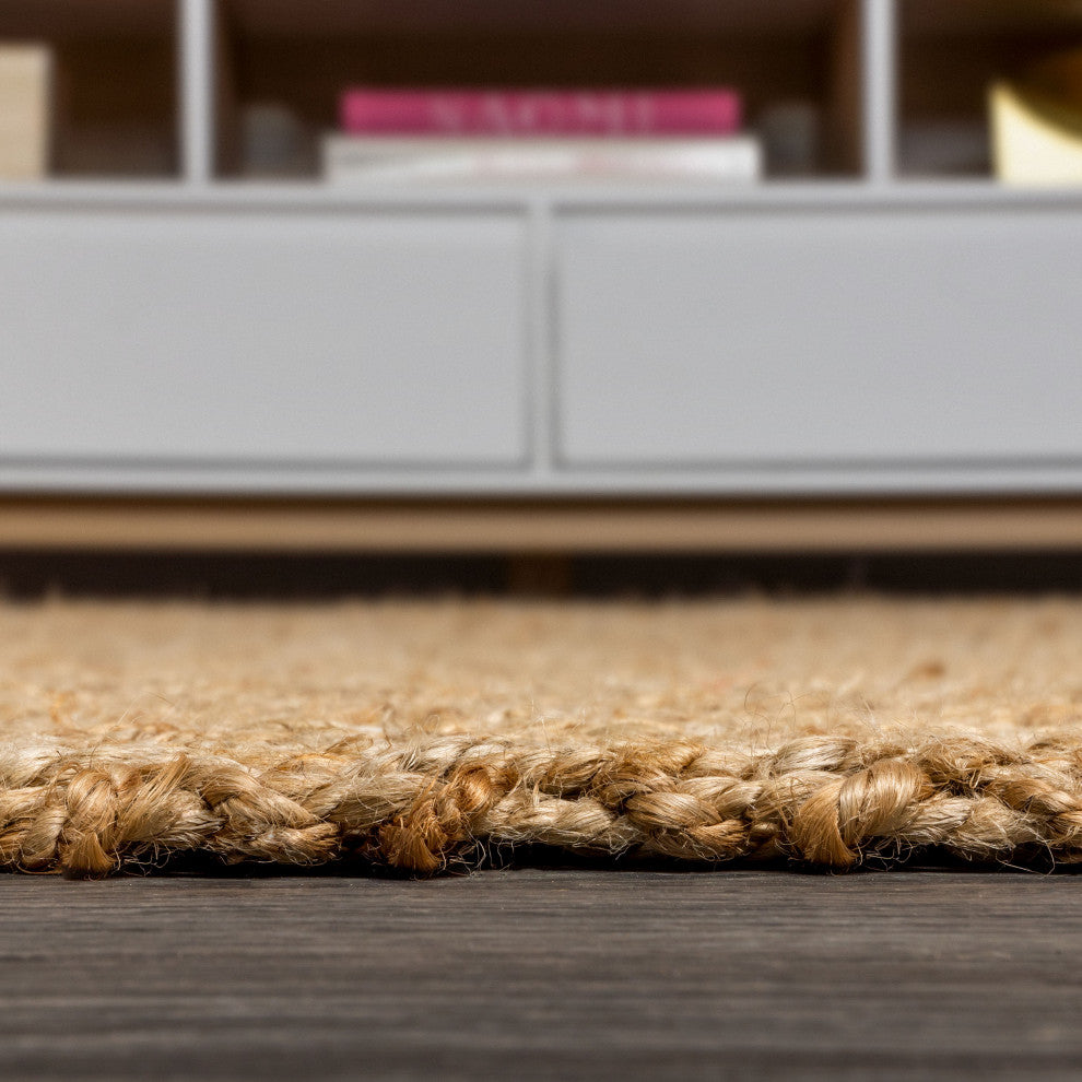 Espina Hand Woven Herringbone Chunky Jute Natural 2' x 8' Runner Rug