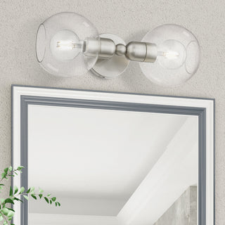Downtown 2 Light Brushed Nickel Sphere Vanity Sconce