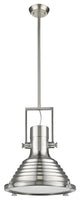 Ironclad  1-Light Brushed Nickel Ceiling Mini Pendant 16" Shade