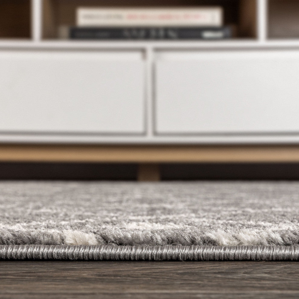 Aksil Moroccan Beni Souk Area Rug, Gray/Cream, 2'x8'