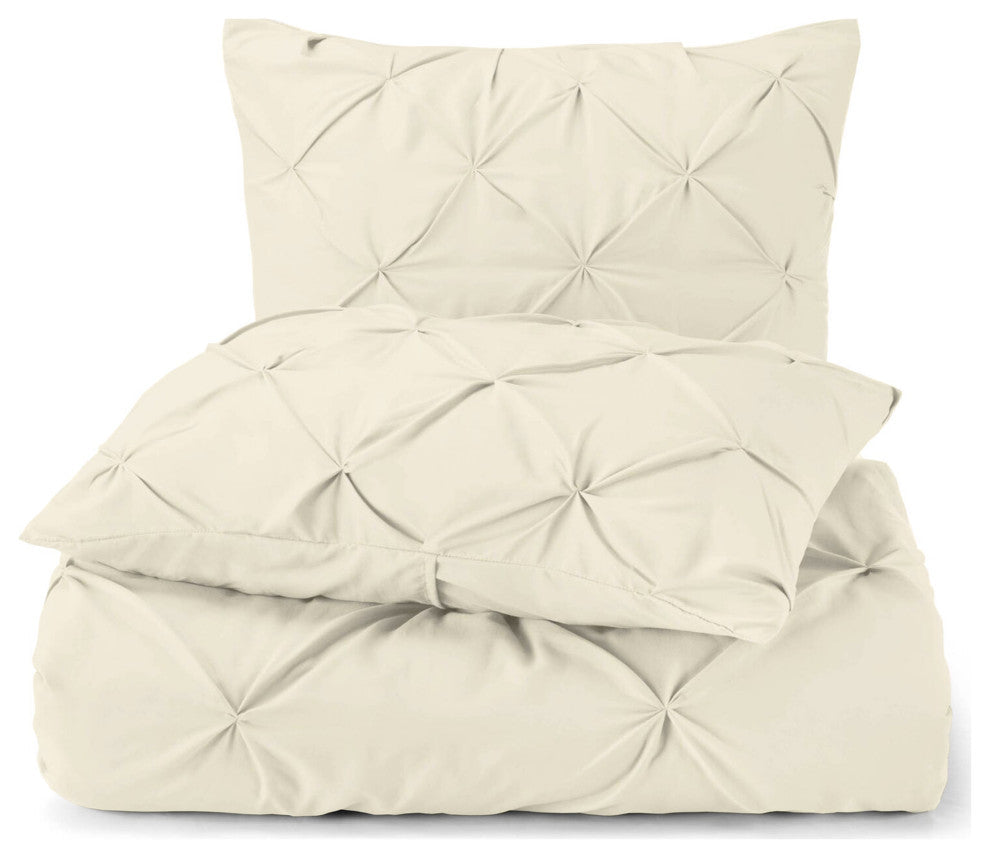 Organic Cotton 300 TC GOTS Certified 8 Internal Ties Fair Trad Pintuck Duvet Set