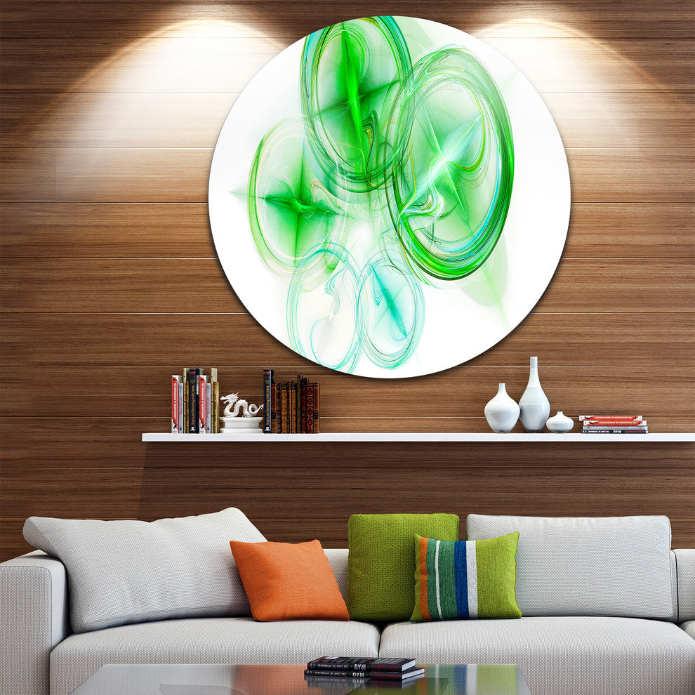 Green Fractal Desktop Wallpaper, Abstract Disc Metal Wall Art, 23"