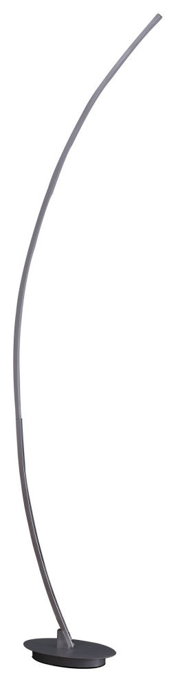 Benzara BM240345 Floor LED Lamp With Metal Arched Design, Brushed Silver