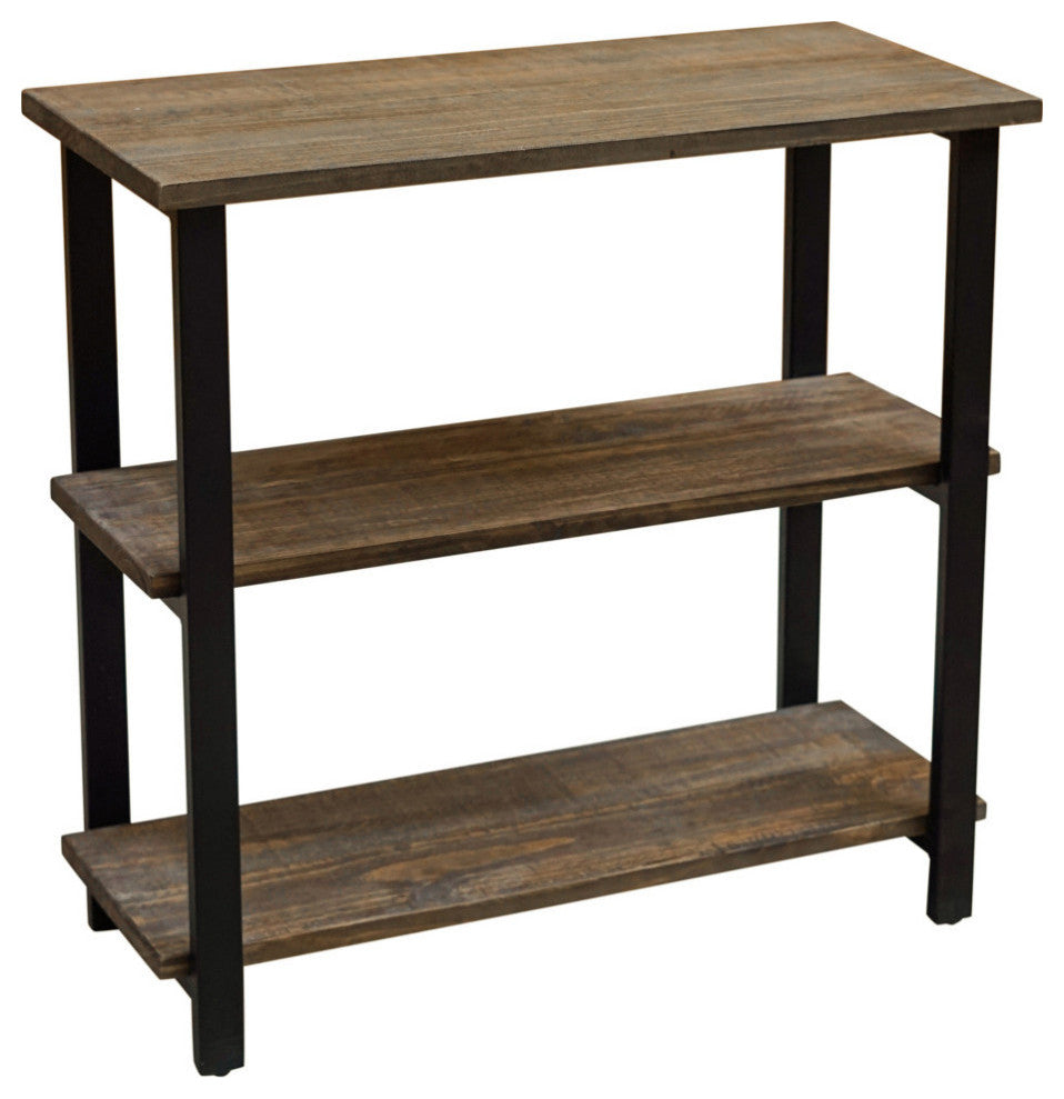 Pomona 31"H 2-Shelf Metal and Solid Wood Under-Window Bookcase