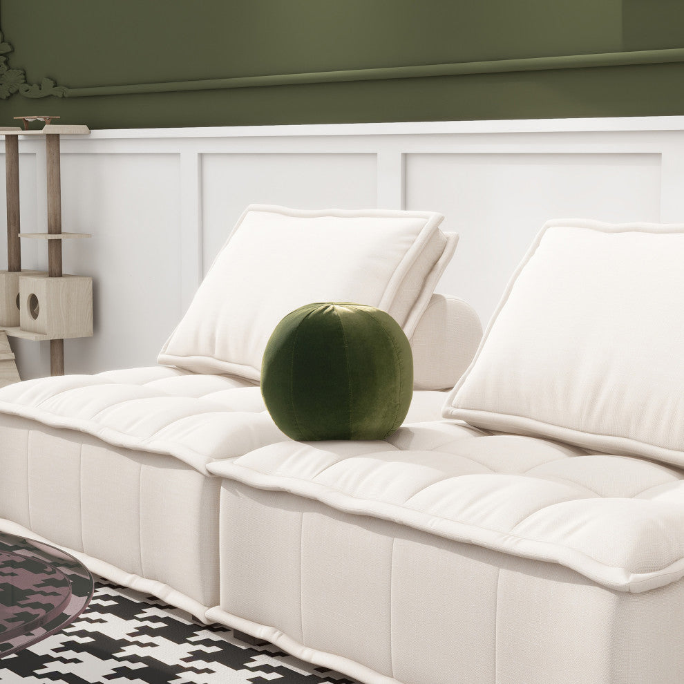 Luna 12" Round Sphere Accent Ball Throw Pillow, Olive Green