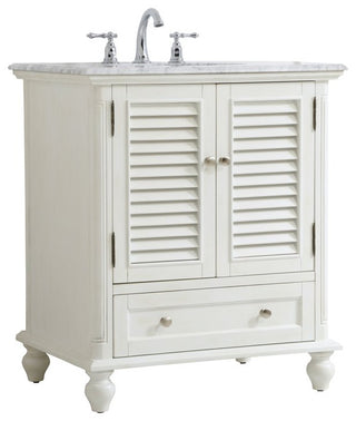 Home Living Single Bathroom Vanity, Antique White, 30"