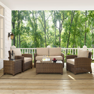 Bradenton 5-Piece Outdoor Wicker Conversation Set With Sand Cushions